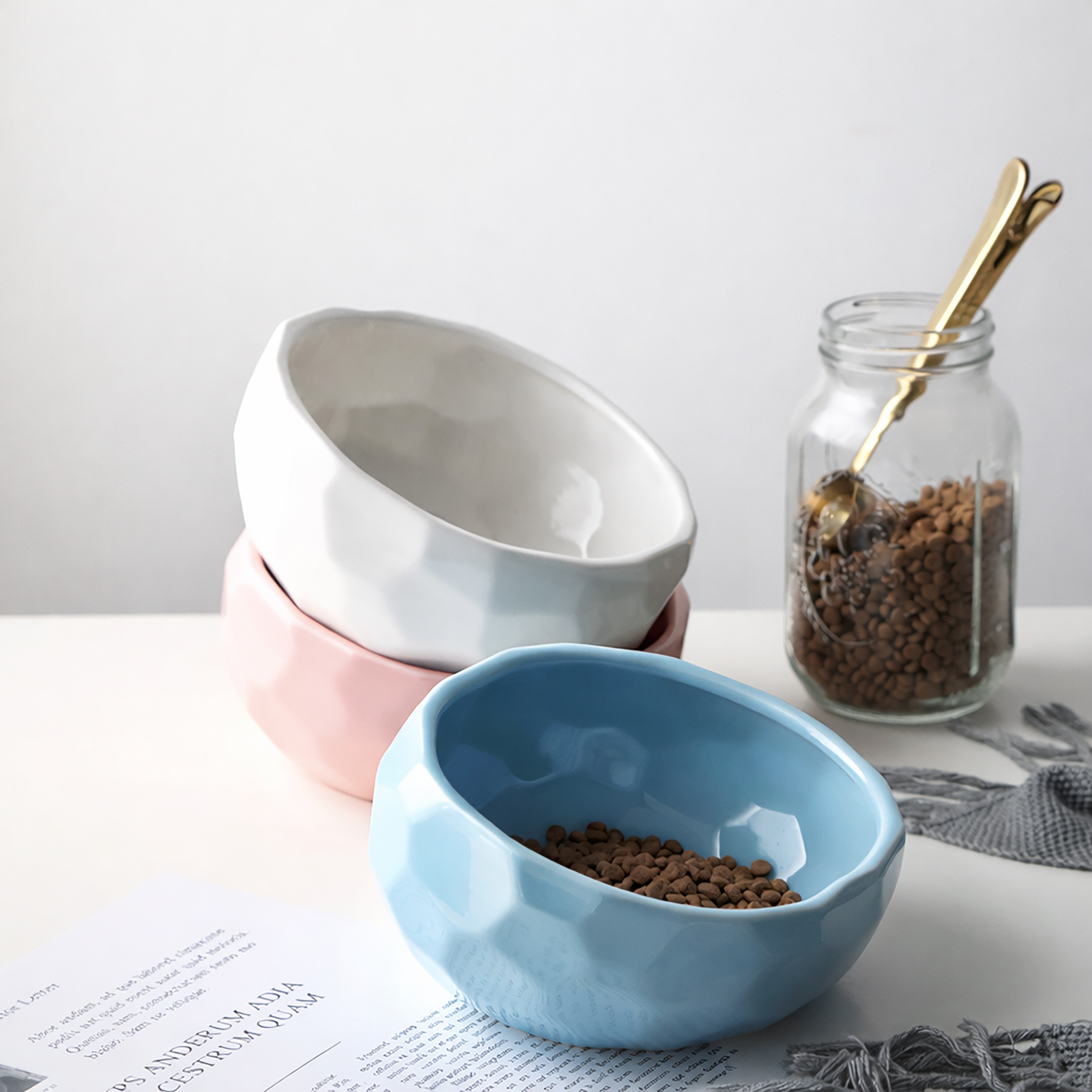 Pet food bowl mouth cat and dog